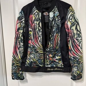 Harley-Davidson Women's Black and Multicolor Bomber Jacket